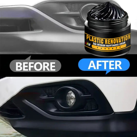 Car Plastic & Rubber Restorer - Black Shine Cream for Exterior & Interior Repair, Fade & Oxidation Resistance - Ideal for Bumpers, Mirrors & Decor